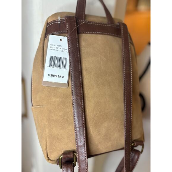 b.o.c Born Concept One Size Saddle/Chocolate Faux Leather Backpack Purse Bag NEW - Picture 3 of 3